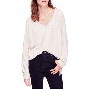Free People Womens Take It Off Textured‎ Pullover Sweater Off White XS